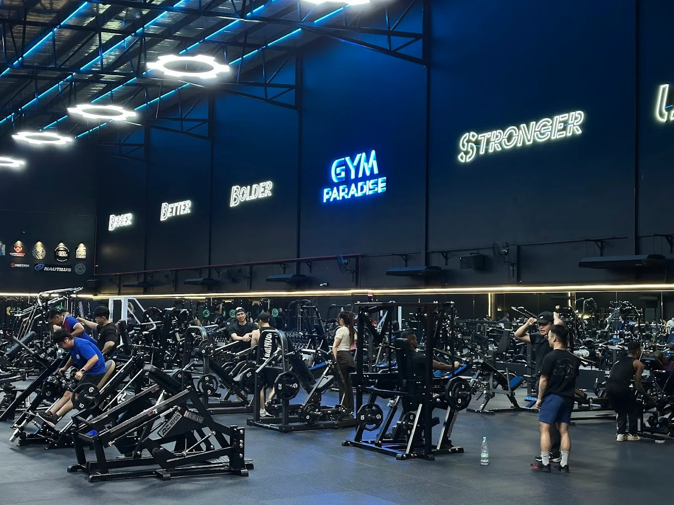 Cardio area with cycling machines and neon